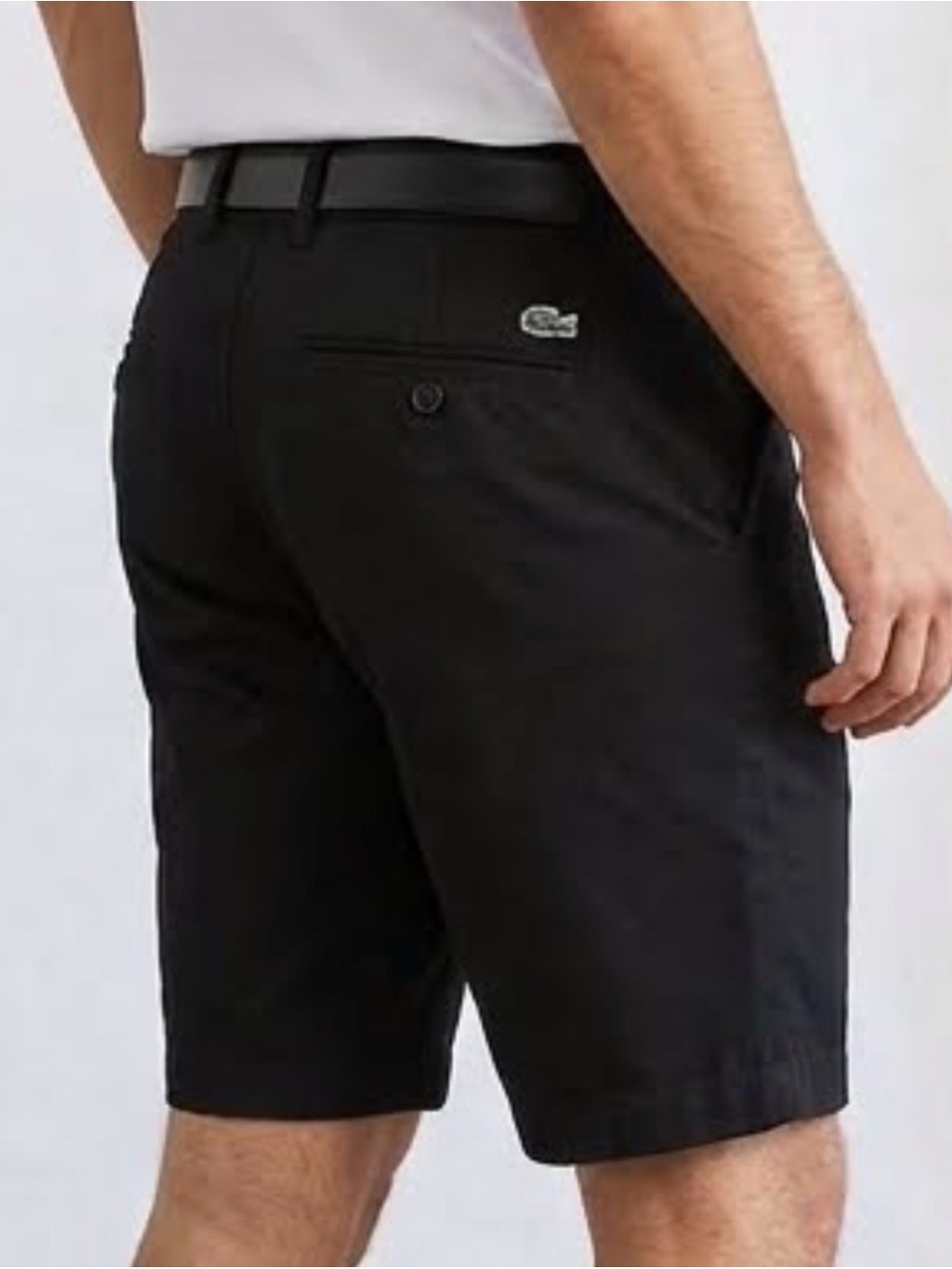 Lacoste Black Stretch Cotton Flat-Front Men’s Chino Shorts Slim Fit Sz-33.   X18